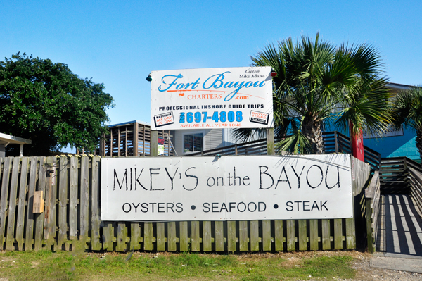 Mikey's on the Bayou sign
